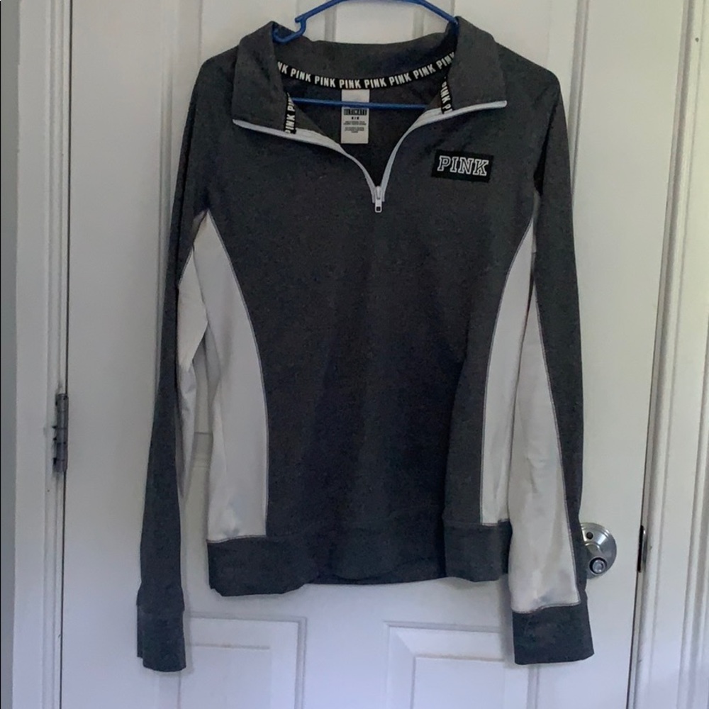 Grey and white sporty PINK quarter zip